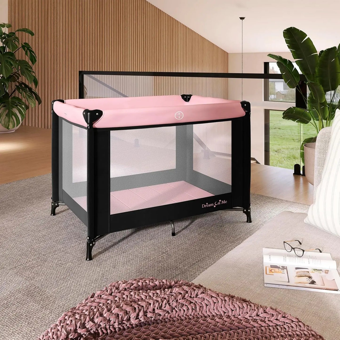 Portable Baby Travel Playard With Mesh Sides And Mattress Pad