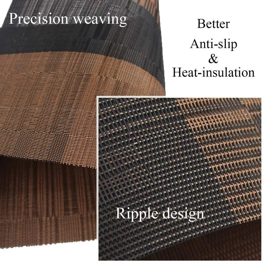 Vinyl Placemats Set of 12 Washable Durable Kitchen Table Mats Easy to Clean Plastic Placemats for Dining Table Brown