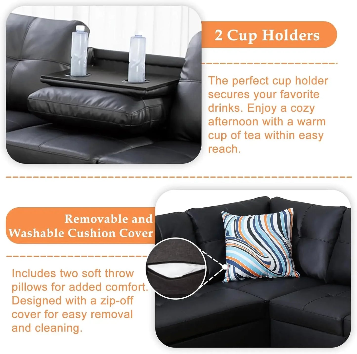 Sectional Sofa Couch Modern 4 Seater With Chaise Lounge Ottoman