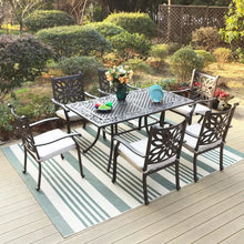 6-Person Rectangular Cast Aluminium Outdoor Dining Table, Patio Bistro Table with 2.3
