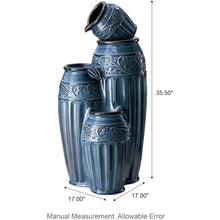 Large Outdoor Ceramic Fountain with LED Lights, featuring a stylish turquoise design and dimensions of 17