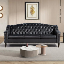 HUANZHUANG Mid Century Modern Leather Sofa Chesterfield Sleeper