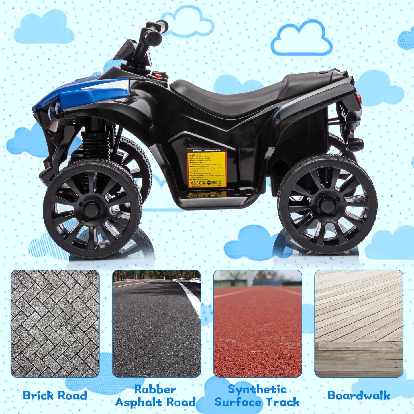 HiMISS SixVolt Ride On Quad ATV for Kids Push Button