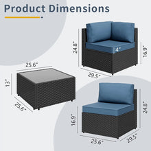 Contemporary outdoor garden patio furniture set with sectional sofa and coffee table design.