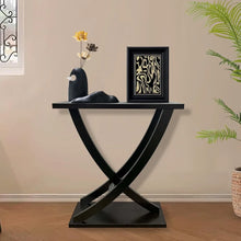 Wood Narrow Console Entryway Table With Curved Intersecting Legs