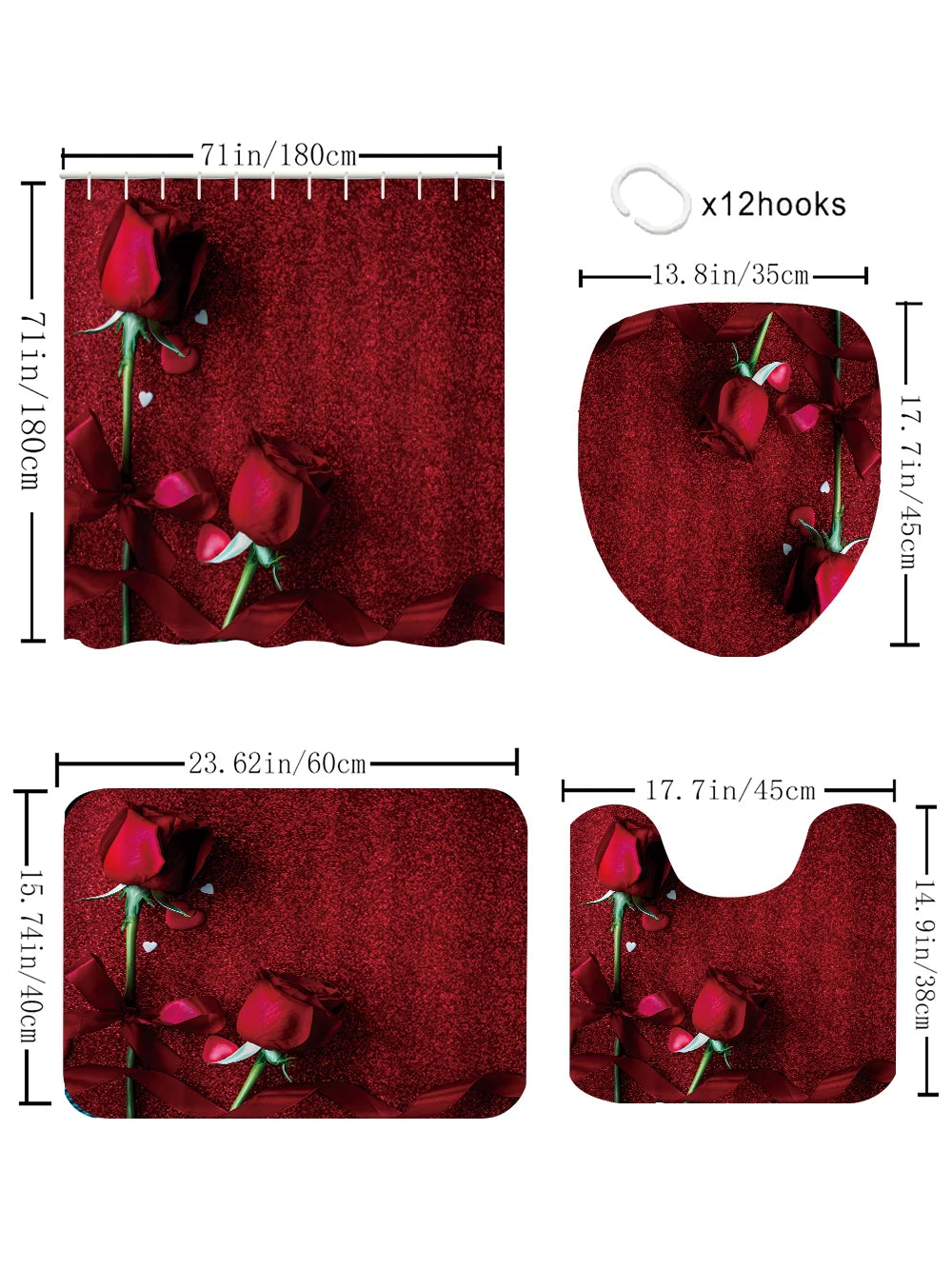 Avant-Garde Waterproof Shower Curtain And Complete Four-Piece Bathroom Kit