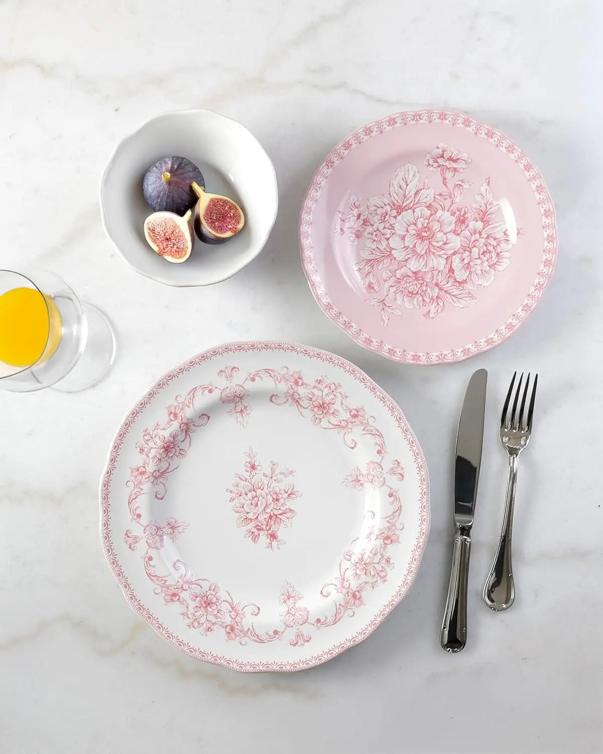 12-Piece Pink Porcelain Dinnerware Set | Microwave and Dishwasher Safe Big Dinner Plates and Bowls Sets for 4 | Chip-Res