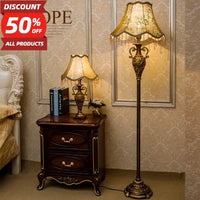 Vintage Resin Floor Lamp With Lampshade And Foot Switch