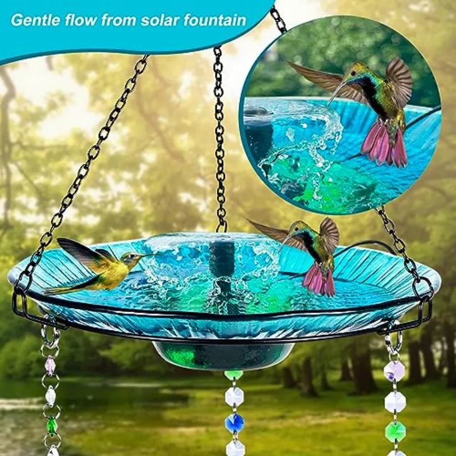 Hummingbird Feeder and Bird Bath for Outdoors 2-in-1 for Small Birds - Hummingbird Bath Fountain with 3 Feeder Pots - Hanging S