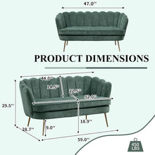 Chenille Upholstered Loveseat With Gold Metal Legs Petal Design