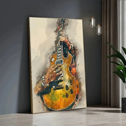 Modern Abstract Guitar Art Print Framed Wall Decor Living Room