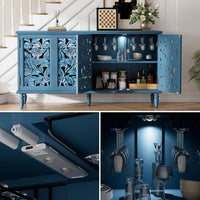 4-Door 61" Sideboard Buffet Console Adjustable Shelves Wood Grain Hidden Handles Kitchen Dining Living Storage Customized