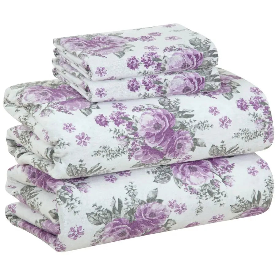 4 Piece 100 Cotton Flannel Sheets Queen Size Bed Set Warm amp Extra Soft Deep Pockets, Breathable, All Seasons Comfy Double Brus