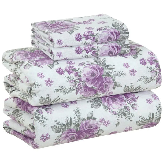 4 Piece 100 Cotton Flannel Sheets Queen Size Bed Set Warm amp Extra Soft Deep Pockets, Breathable, All Seasons Comfy Double Brus