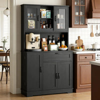 Vongrasig Tall Kitchen Pantry Cabinet Microwave Stand Storage Hutch Dining Living Room White