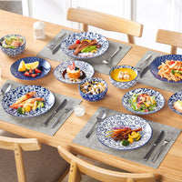 vancasso 12/24/36 Piece Chinese Blue and White Porcelain Plate Set Tableware Set with 4PCS Dinner Plate/Dessert Plate/Ceral Bowl