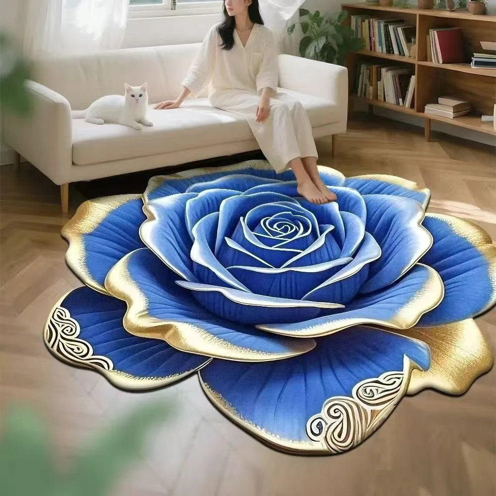 3D Flower Stereoscopic Vision Mat Anti-slip Living Room Decoration Soft Carpet Washable Lounge Rug Waterproof Rugs for Bedroom