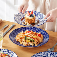 vancasso 12/24/36 Piece Chinese Blue and White Porcelain Plate Set Tableware Set with 4PCS Dinner Plate/Dessert Plate/Ceral Bowl