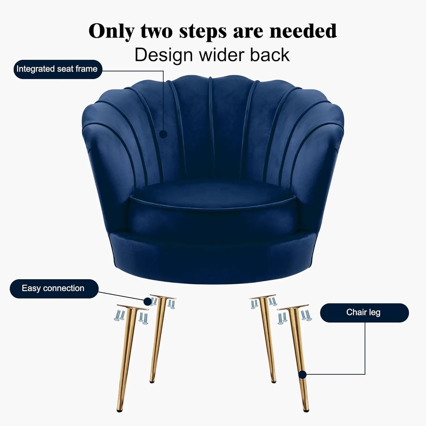 Mid Century Modern Upholstered Accent Chair,Retro Leisure Velvet Single Sofa with Golden Metal Legs for Living Room/Bedroom