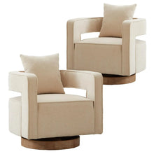 Upholstered Swivel Accent Chair Set Of 2 Linen Open Back Barrel Chair Pillow