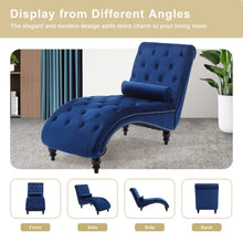 Velvet Chaise Lounge Upholstered Chair With Pillow For Living Room