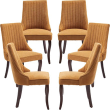 Velvet Upholstered Dining Chairs Set of 6 Mid Century Wood Legs Kitchen Room Easy Assembly Beige 6pcs,Customized