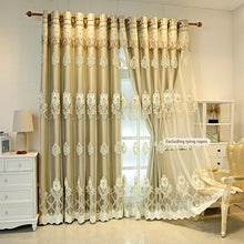 NONECN Elegant Double Layer Embossed 3D Embroidered Blackout Curtains Bedroom