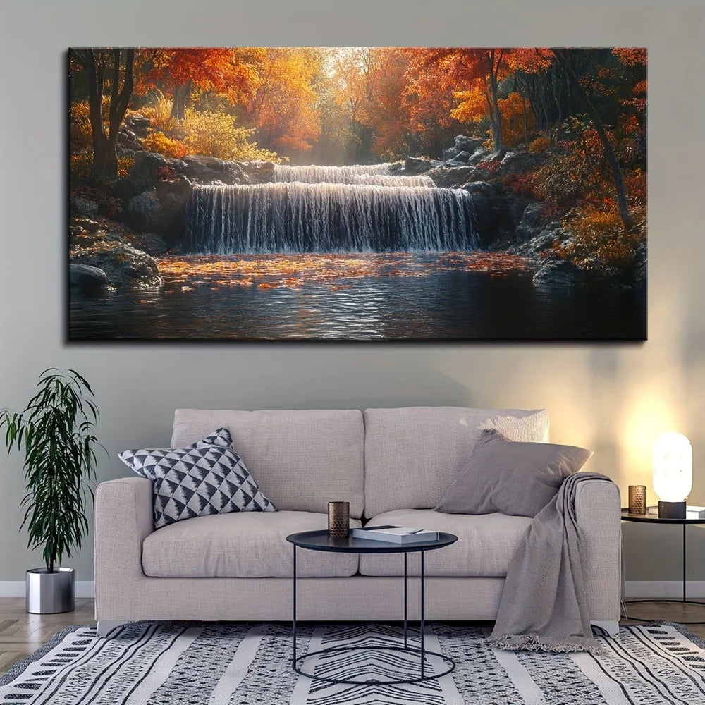 wood frame modern landscape tree painting poster