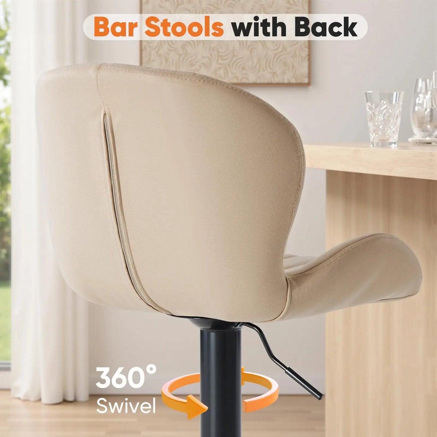 JHK Ergonomic Modern 360 Swivel Dining Chairs Set of 2