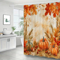Autumn Leaves Shower Curtain With Rustic Maple Design Washable Polyester
