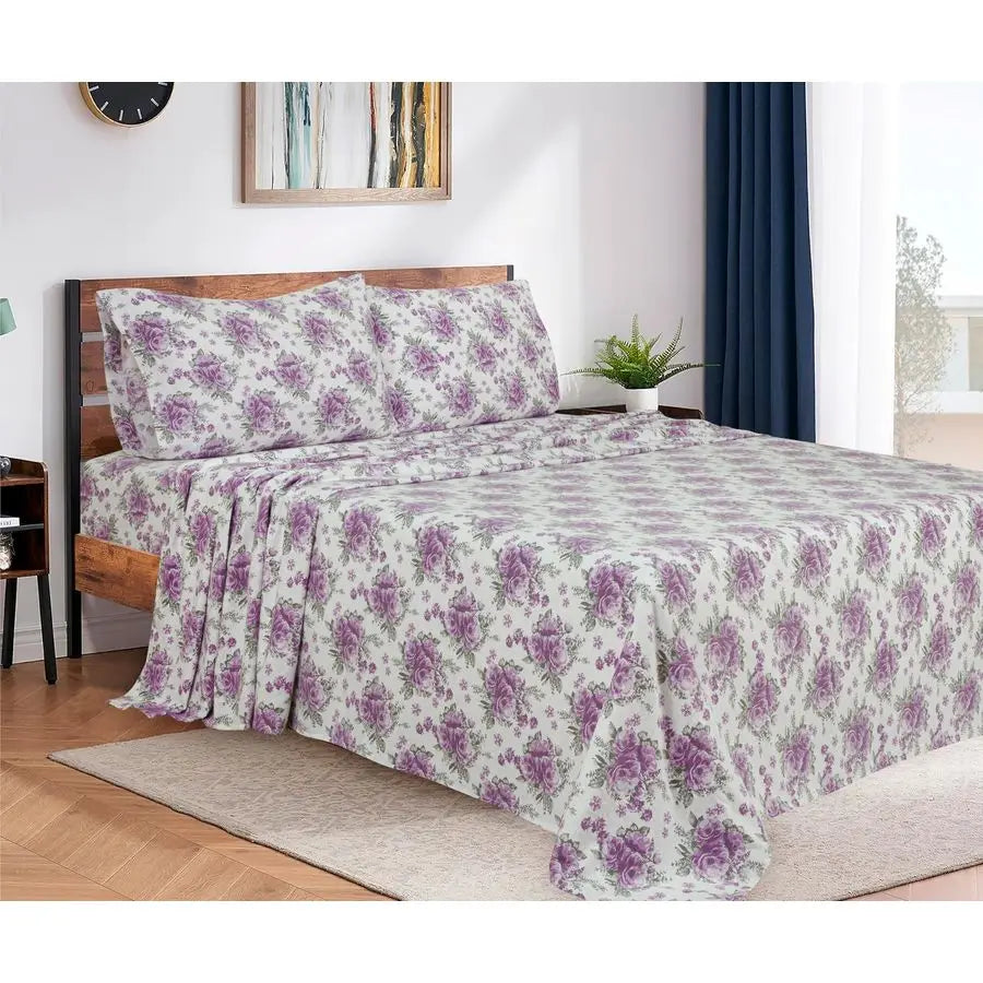 4 Piece 100 Cotton Flannel Sheets Queen Size Bed Set Warm amp Extra Soft Deep Pockets, Breathable, All Seasons Comfy Double Brus