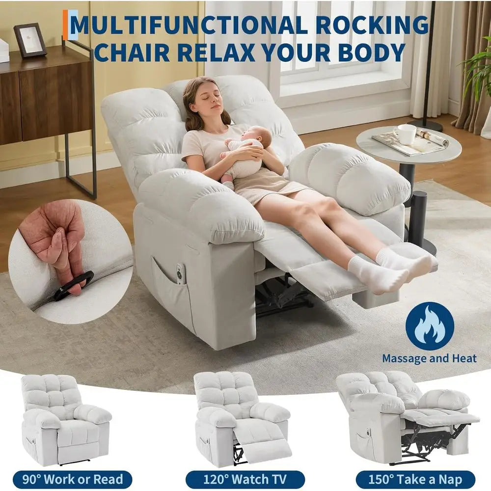 Ergonomic Reclining Chair With Heat And Massage Remote Control