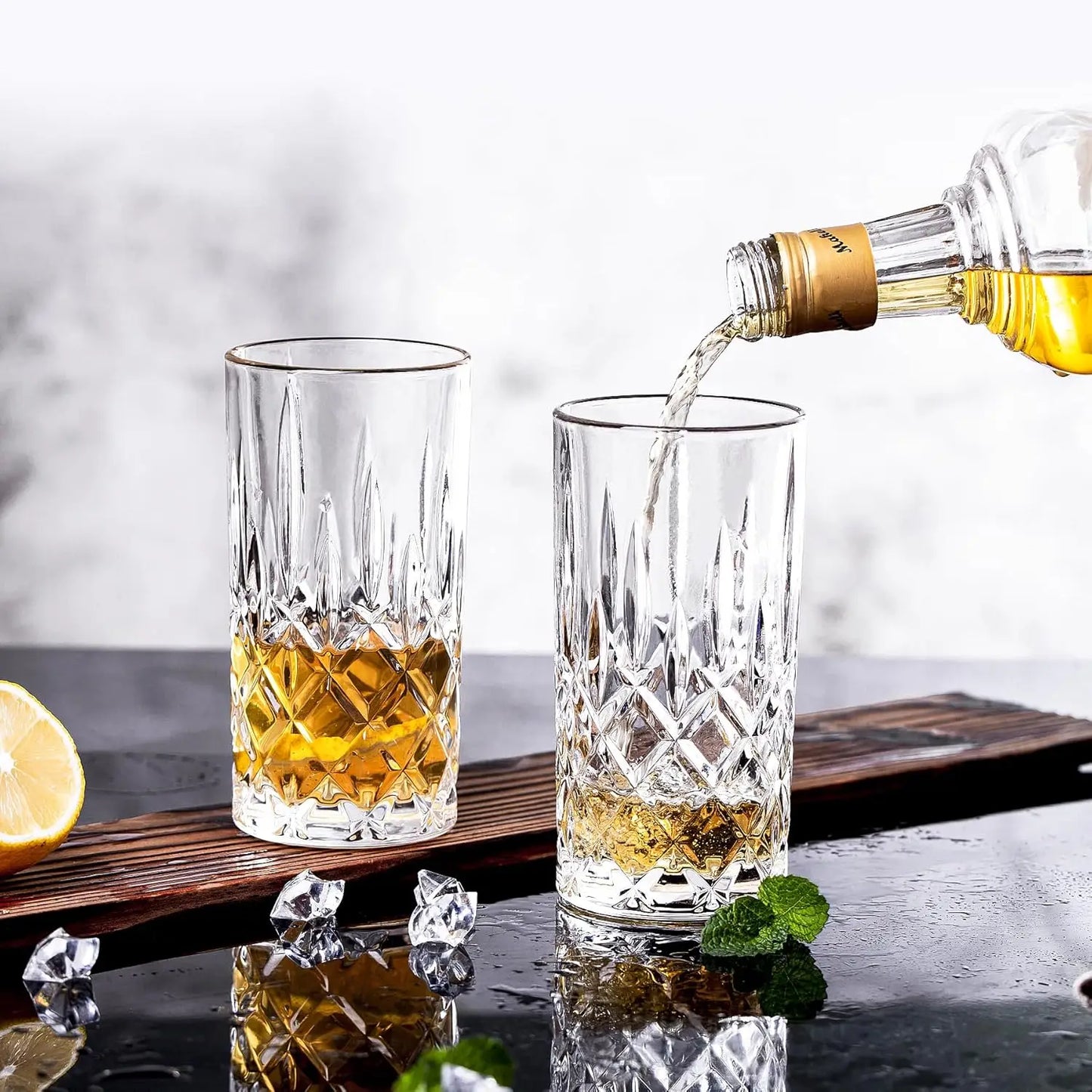 Set Of 6 Tall Highball Glasses Durable Glassware For Everyday