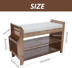 Bymaocar 2 Tier Shoe Rack Bench With Entryway Storage Basket