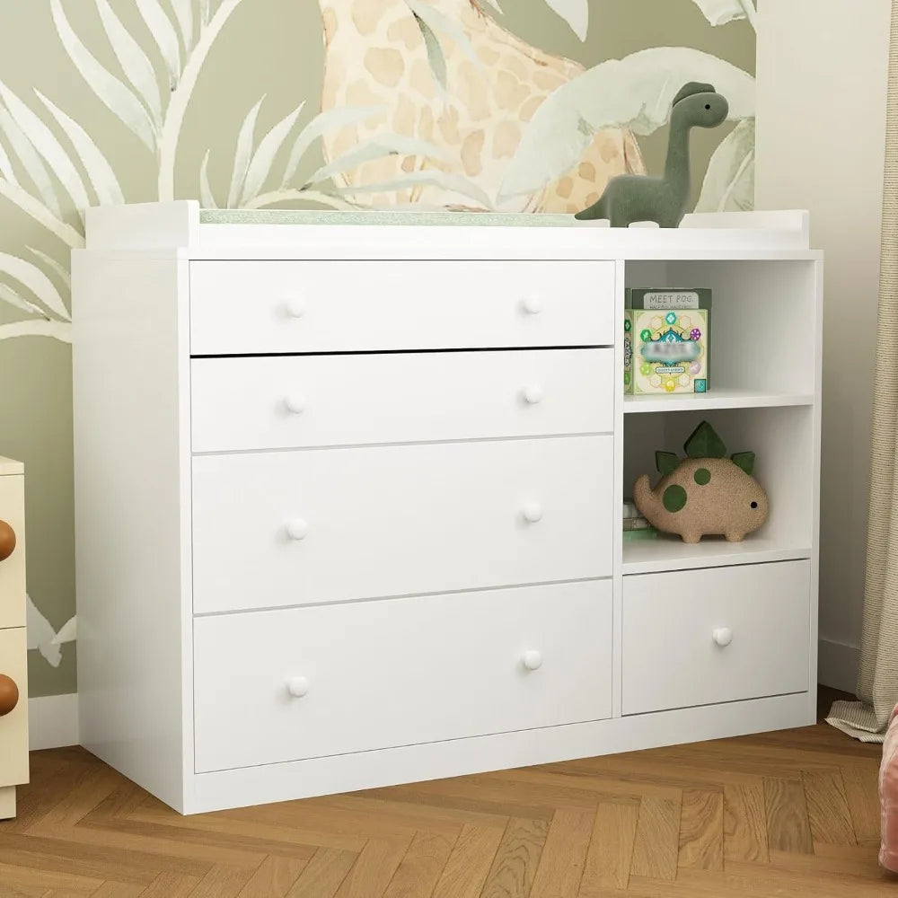 Baby Changing Table Dresser With Five Drawers For Nursery Storage