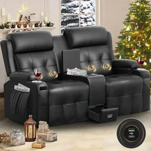 Reclining Massage Loveseat With Console Wall Hugger Sofa