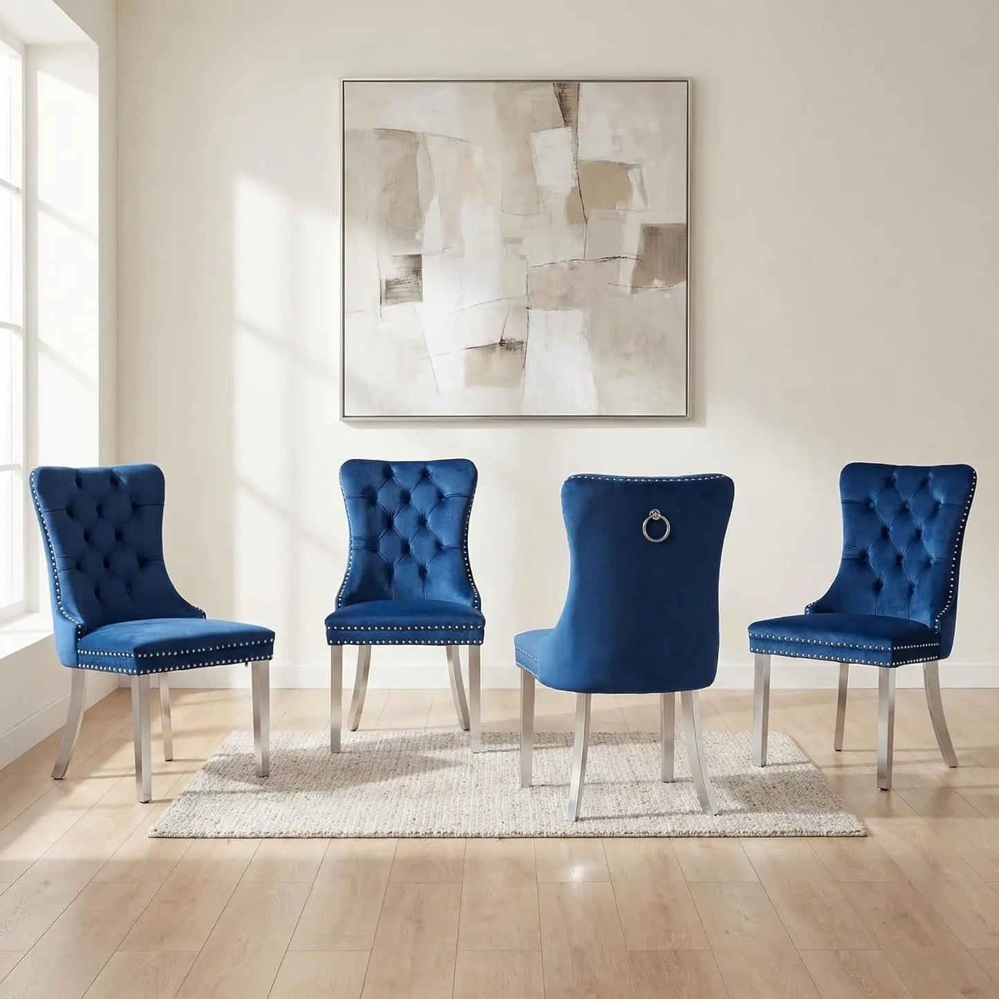 Modern Tufted Upholstered Dining Chairs Set of 4, Olive Green Velvet Dining Room Chair with Metal Legs, Sillas de, Customized