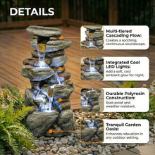 Outdoor Water Fountain Large - Stone Fountains with LED Light for Patio Yard Garden Backyard Decking Outdoor or Entryway Decor 3
