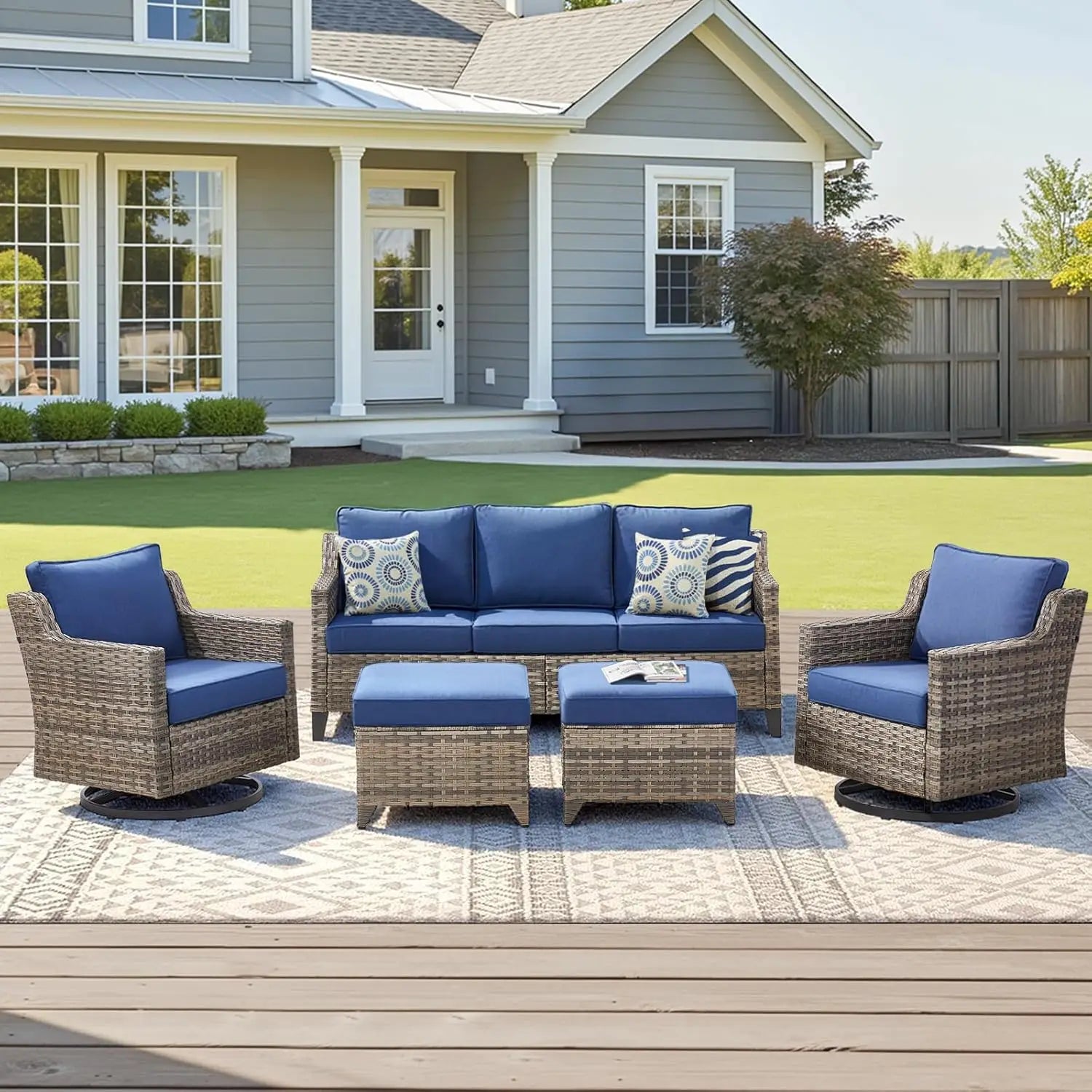 Elegant garden outdoor patio furniture set with durable cushions