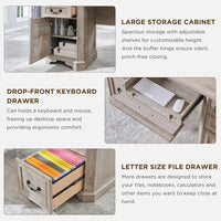 Farmhouse Executive Desk with Hutch,Wood Home Office Computer Desk, Featuring Keyboard Tray,Customized