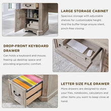 Farmhouse Executive Desk with Hutch,Wood Home Office Computer Desk, Featuring Keyboard Tray,Customized