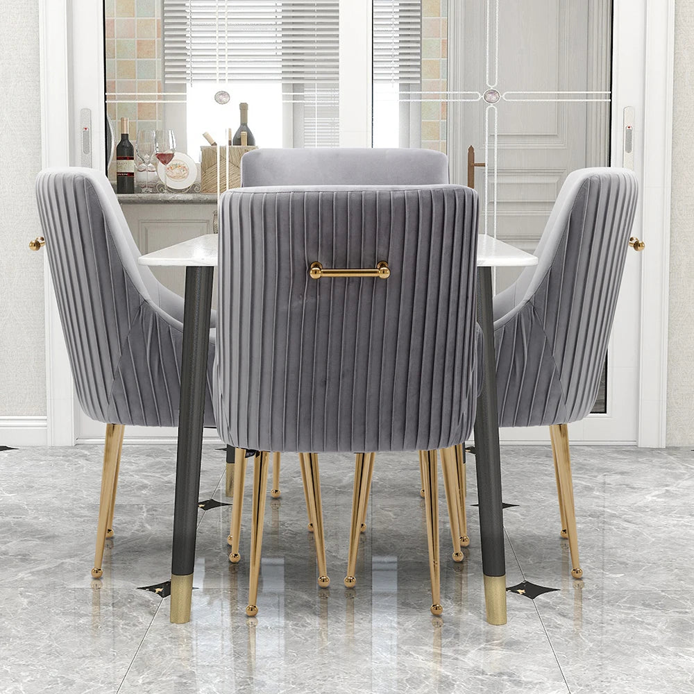 Modern Glam Boucle Velvet Dining Vanity Chair Set of 4