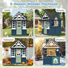 Playhouse Outdoor,Wooden Play House Playset, Large, Sturdy, Realistic Design with Kitchen, Doorbell, Customized