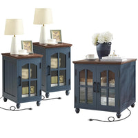 Farmhouse End Table Set of 3 , 18'' Narrow Side Table and 24" Large Sofa Side Table, Wood Night Stand Bedside Table