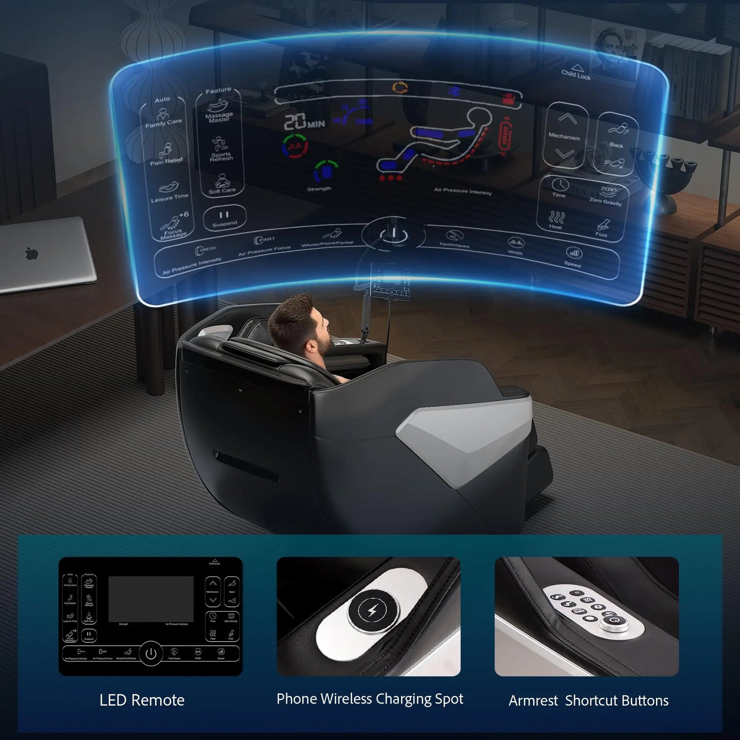 HIMOUTA SL Track 3D Massage Chair With Body Scan Massager