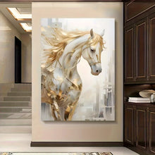 Frameless Modern Retro Golden Horse Wall Art Painting