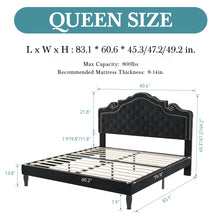 HOOMIC Velvet Bed Frame With Adjustable Tiara Headboard Diamond Tufting