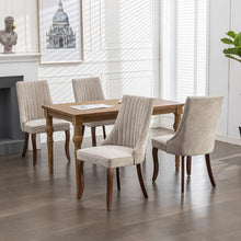 Velvet Upholstered Dining Chairs Set of 6 Mid Century Wood Legs Kitchen Room Easy Assembly Beige 6pcs,Customized