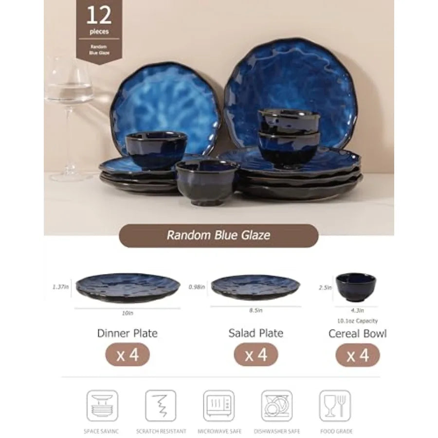Dinnerware sets plates and bowls sets modern platesCeramic Dinnerware Sets 12 Pieces Porcelain Lightweight Plates Scratch Resis
