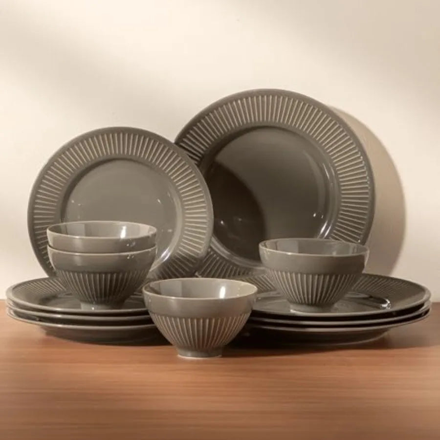 Dinnerware sets plates and bowls sets modern platesCeramic Dinnerware Sets 12 Pieces Porcelain Lightweight Plates Scratch Resis